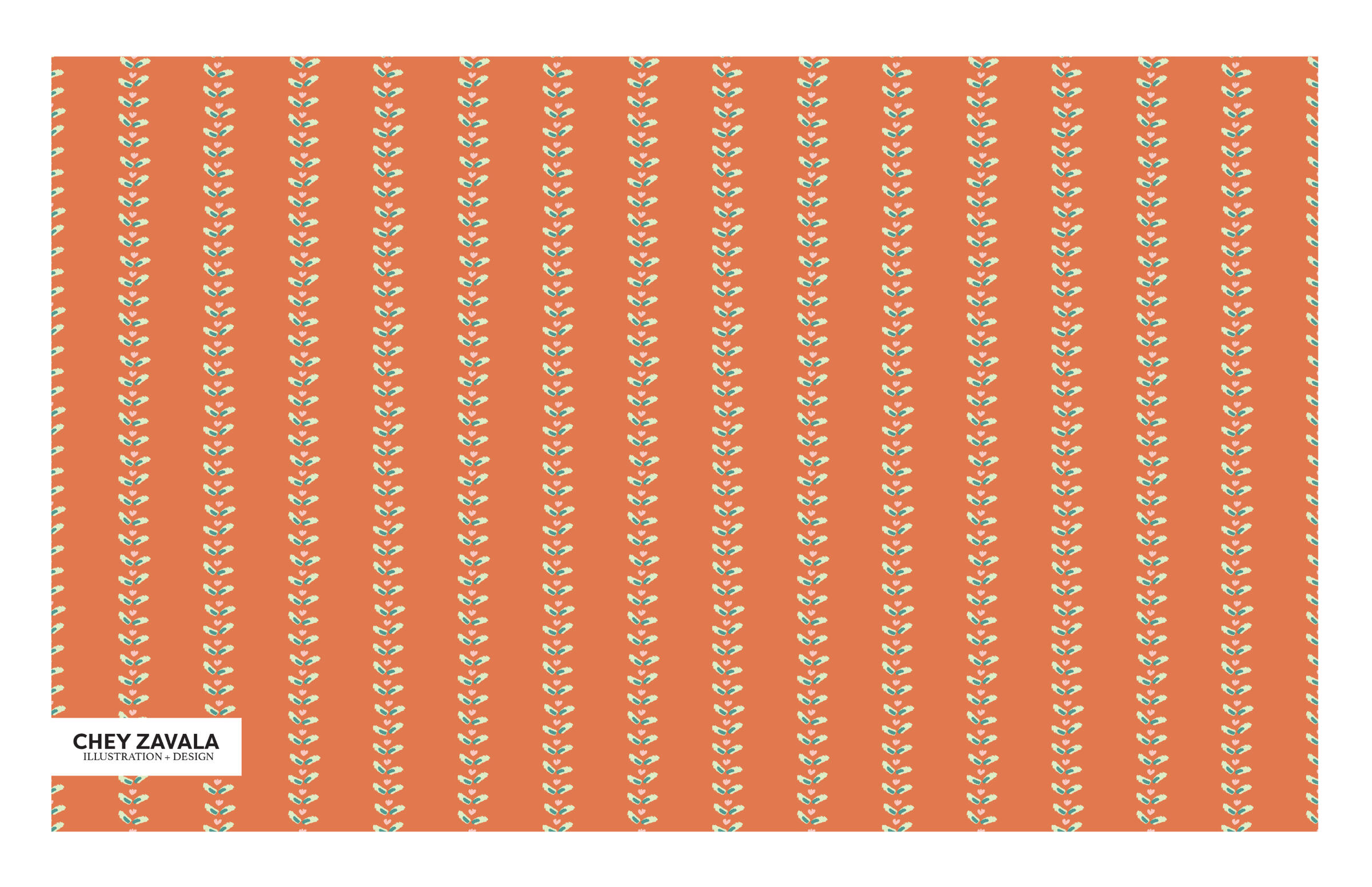 Warm floral wallpaper stripe.